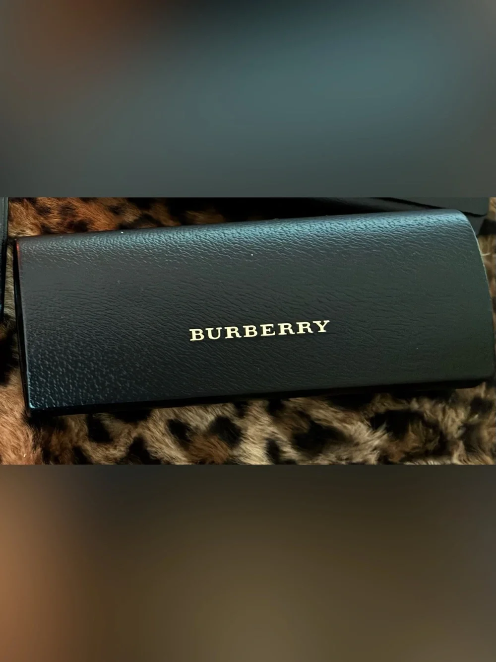 Burberry Black Leather Eyewear Case with Gold Logo